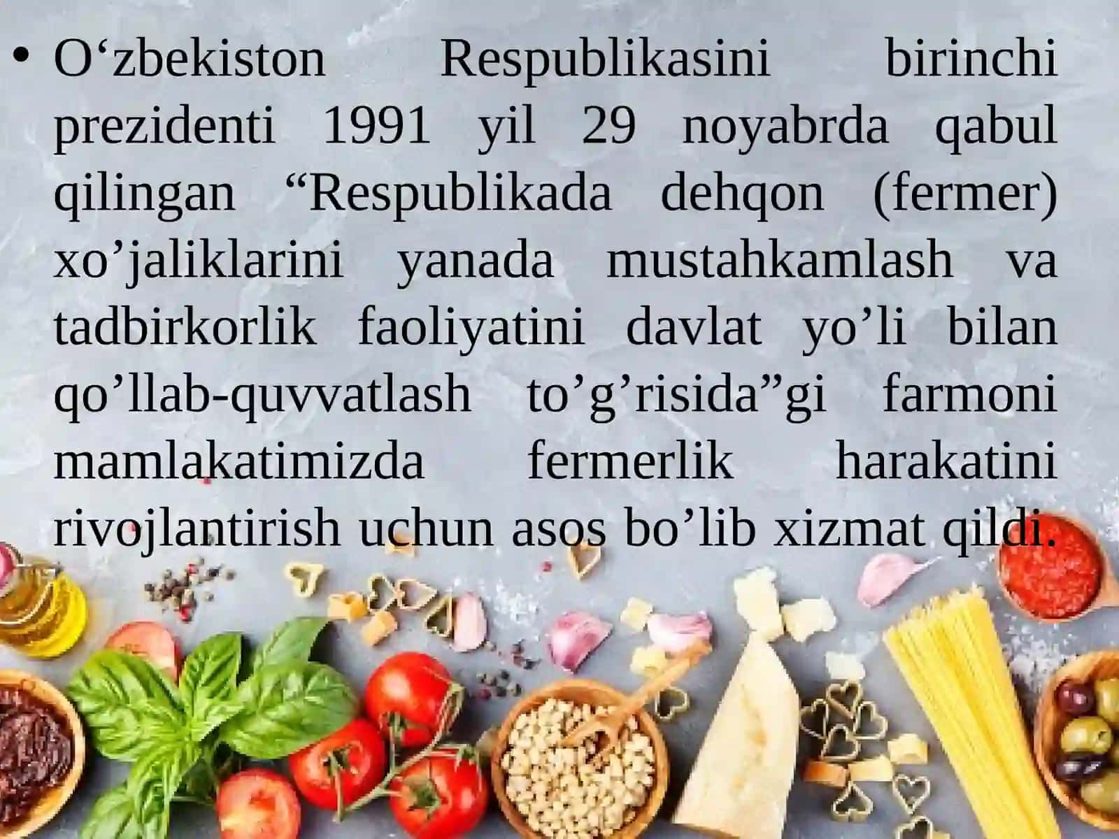 Mamlakatimiz iqtisodiyoti rivojlanishida oziq-ovqat sanoatining ahamiyati va o‘rni 4