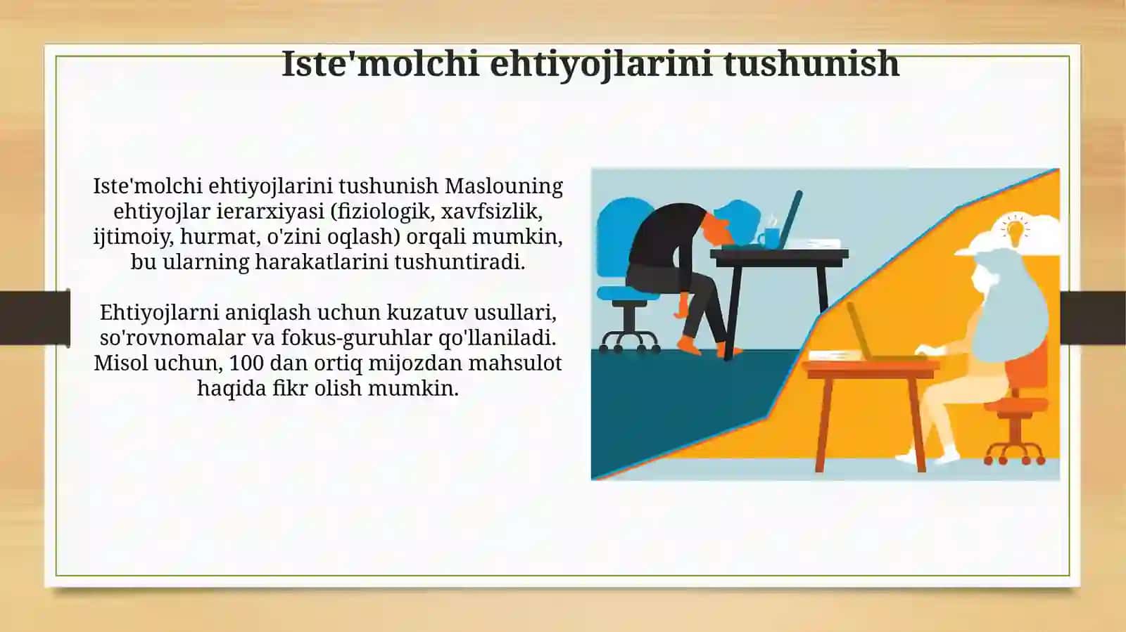 Marketing tadqiqotlari o'tkazishda ehtiyojlarni aniqlash va motivatsiya 4