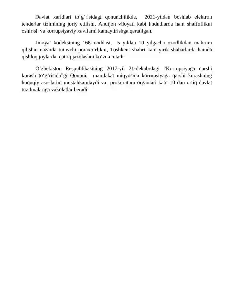 O‘zbekistonda korrupsiyaga qarshi kurashish mexanizmlari 4