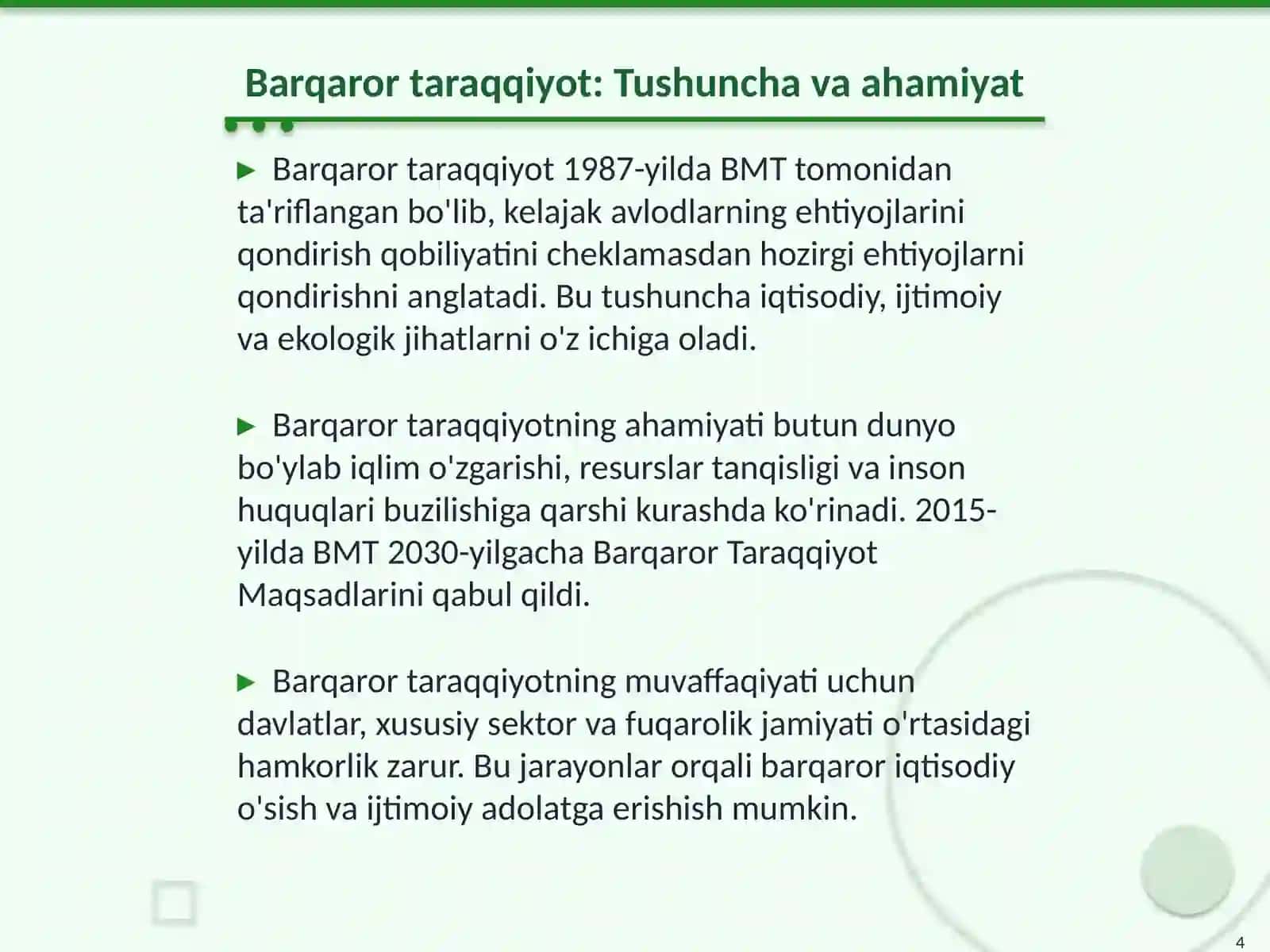 Global jarayonlar va barqaror taraqqiyot 4