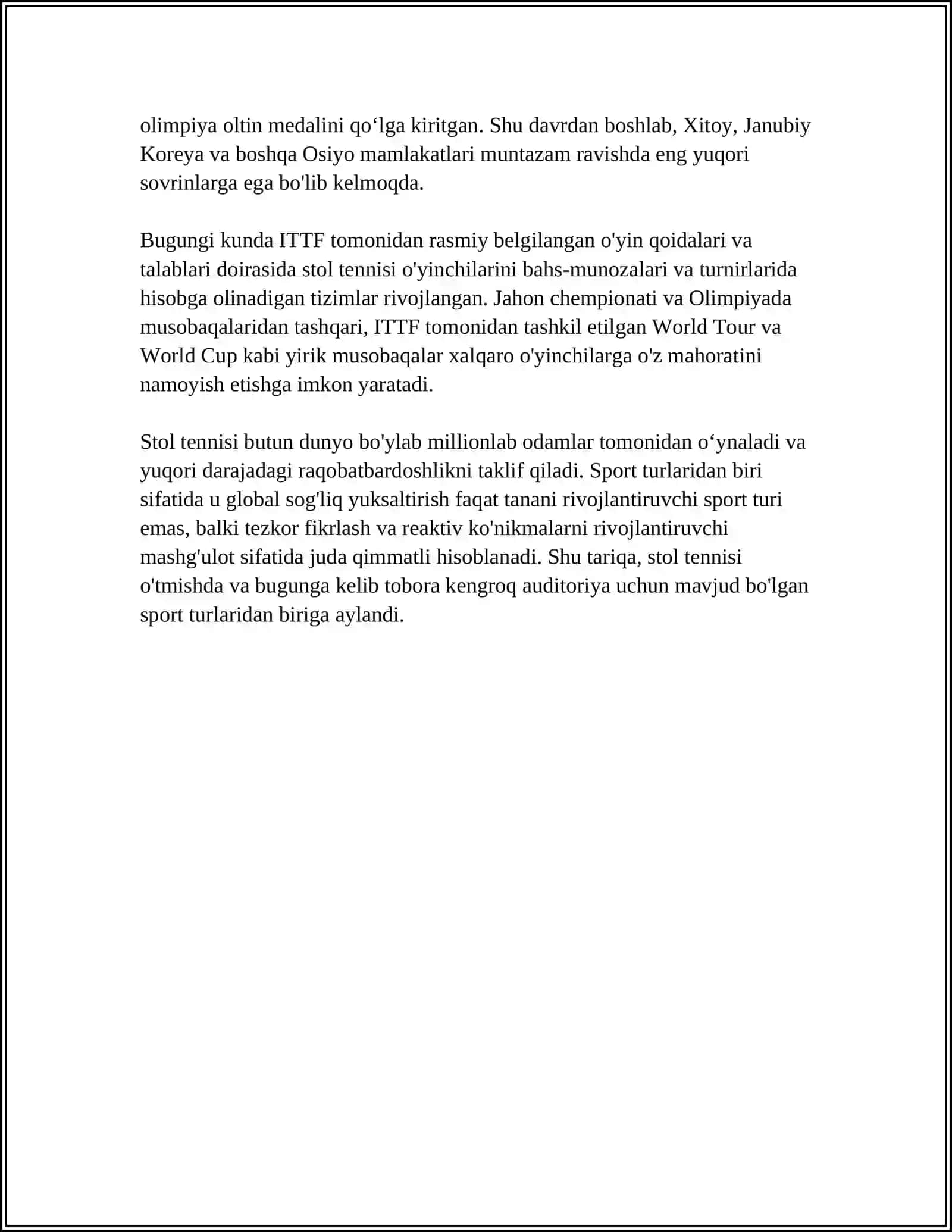 STOL TENISININ RIVOJLANISH TARIXI TEXNIKASI TAKTIKASI VA QOIDALARI 4