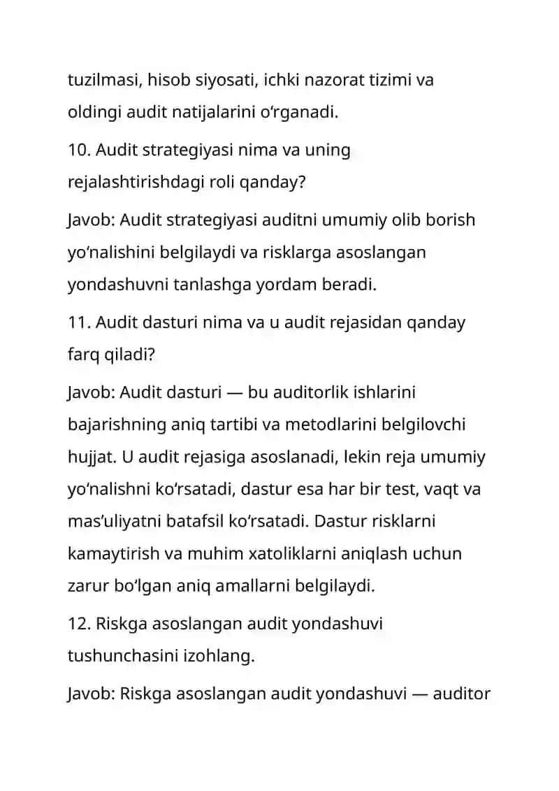 Audit risklarni baholash va auditni rejalashtirish jarayoni 4
