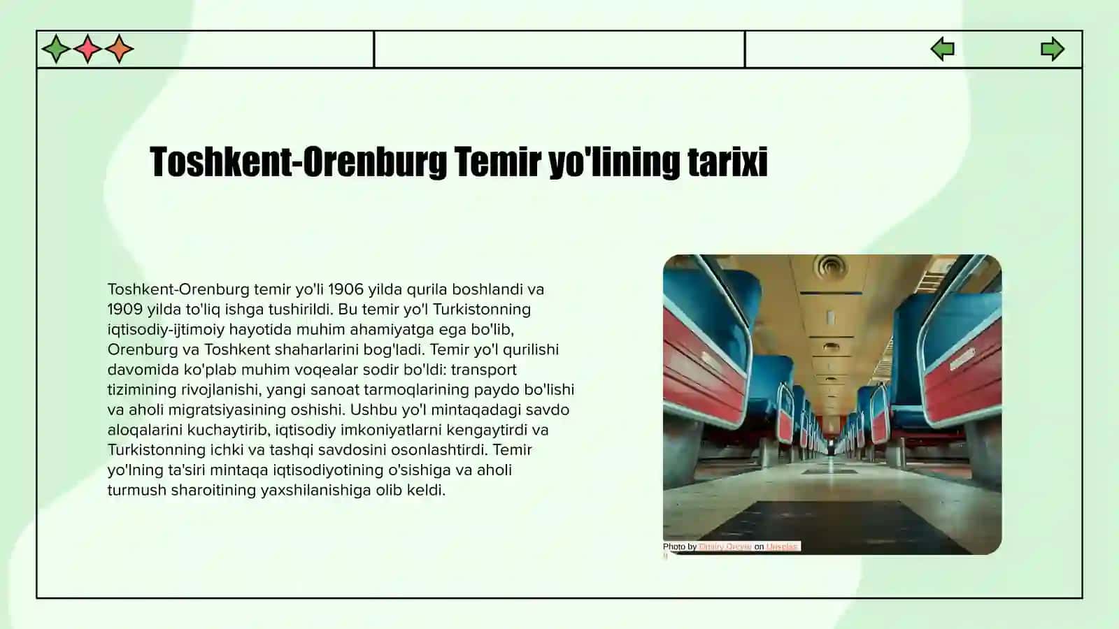 Toshkent-Orenburg Temir yoʻli va uning Turkiston iqtisodiy-ijtimoiy hayotida tutgan oʻrni. 4