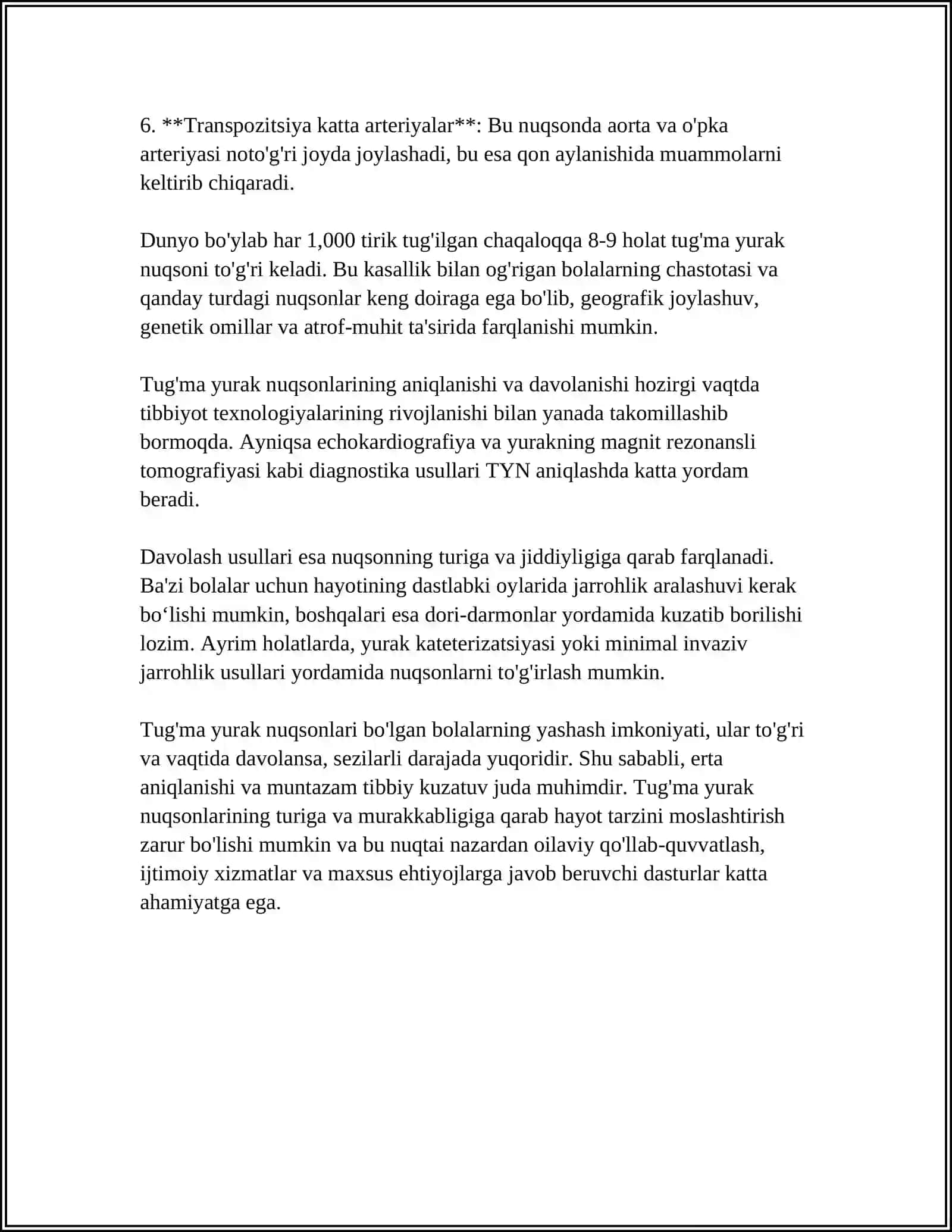 TUG’MA YURAK NUQSONLARI 4