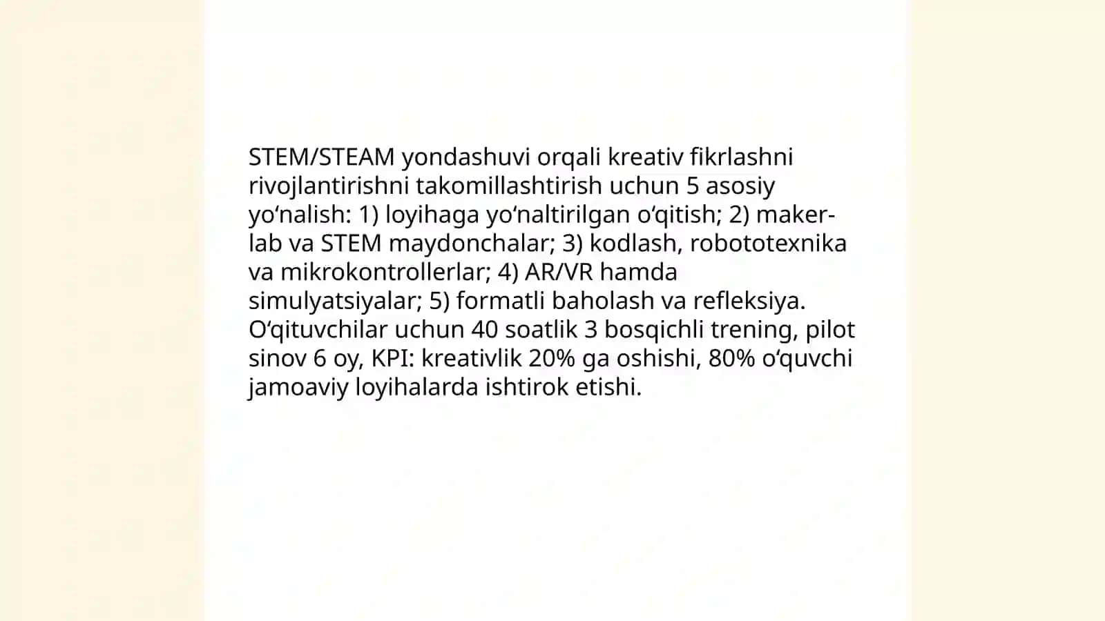 Talabalarning kreativligini rivojlantirishda innovatsion pedagogik texnologiyalardan foydalanishni takomillashtirish 4