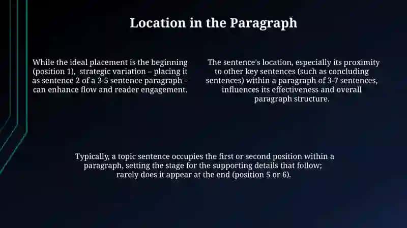 Features of topic sentance 4