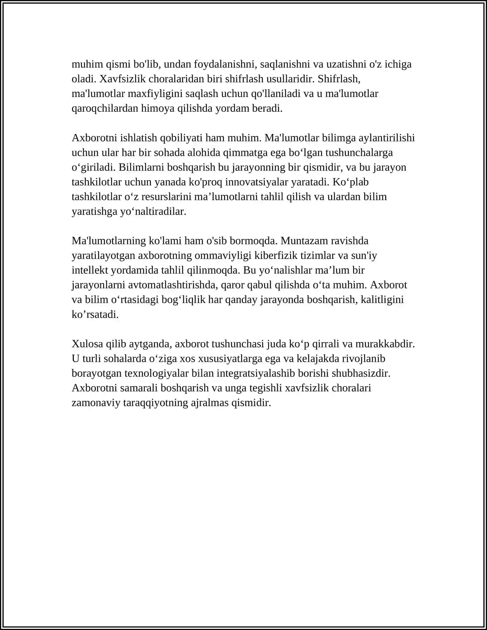 AKADEMIK YOZUV VA AXBOROT. AXBOROT TURLARI 4