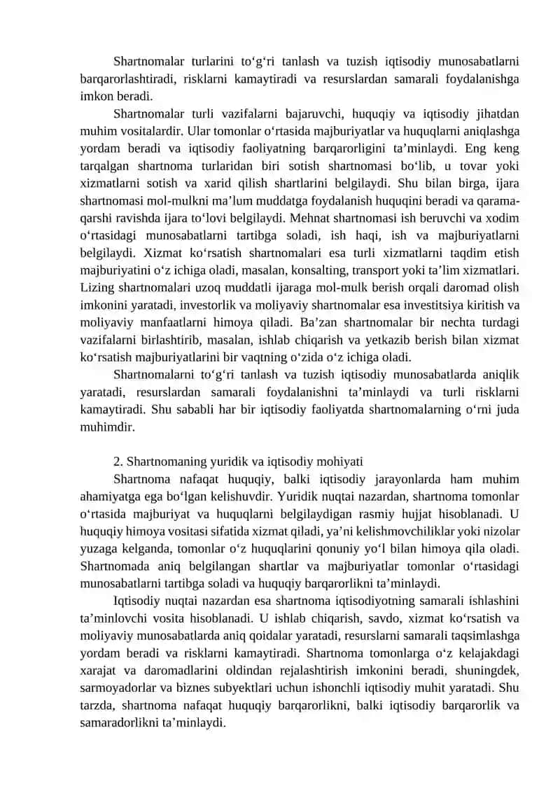 Shartnoma tushunchasi va iqtisodiy ahamiyati 4