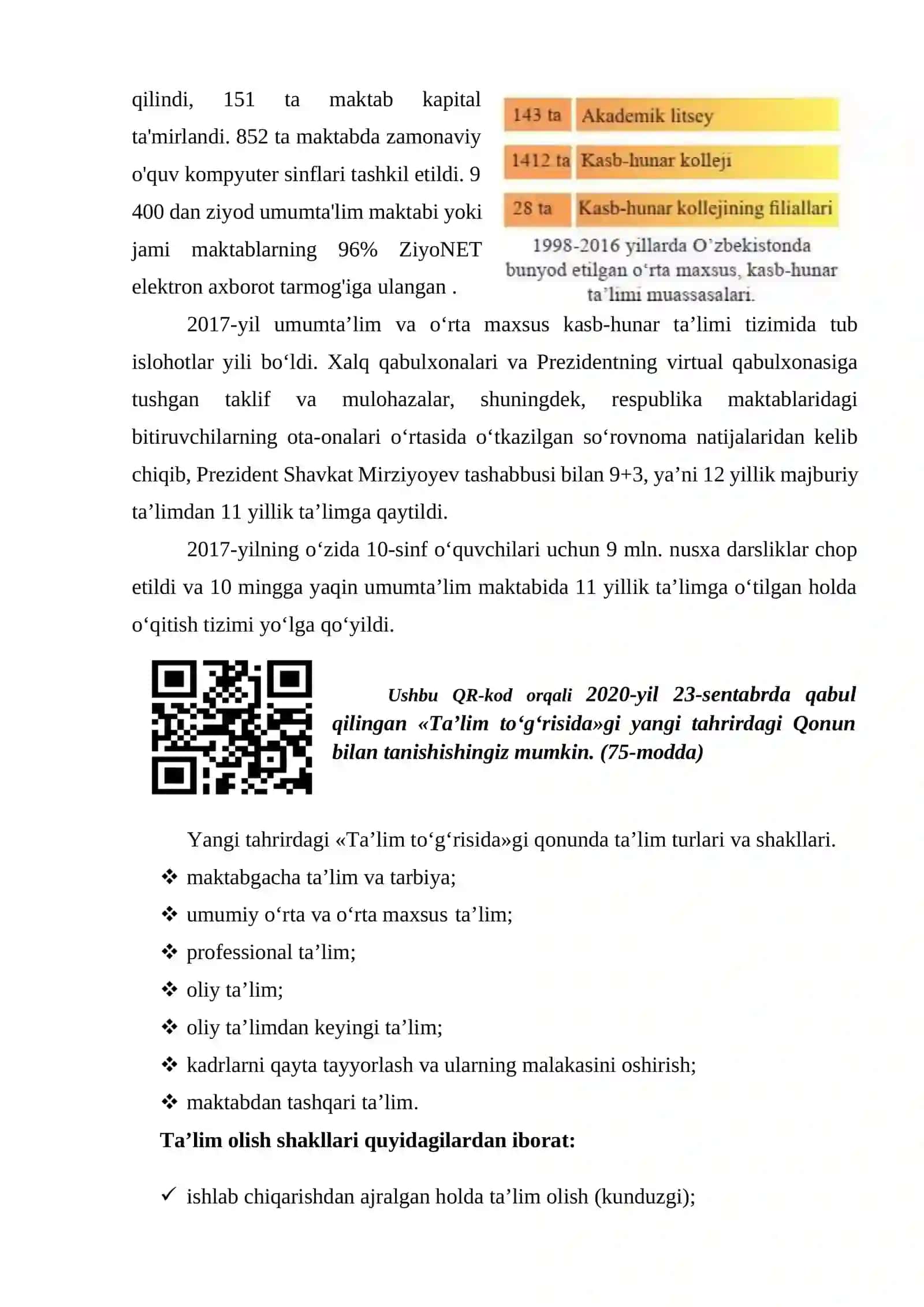 O‘ZBЕKISTОN RЕSРUBLIKАSIDА TА’LIM SОHАSIDА АMАLGА ОSHIRILGАN ISLОHОTLАR 4
