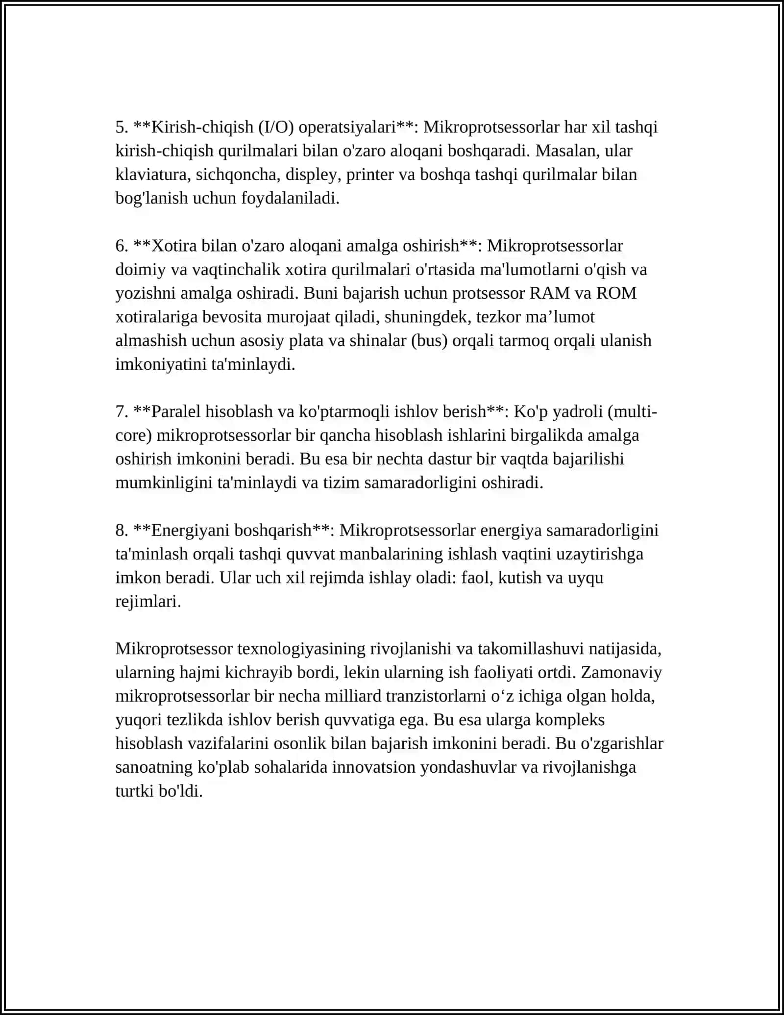 MIKROPROTSESSOR VA MIKROKONTROLLERLAR YORDAMIDA ISHLASHNI TA'MINLOVCHI ALGORITMLAR 4