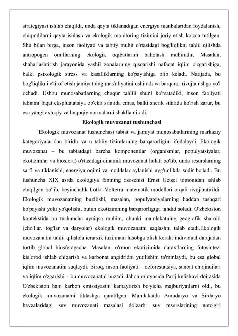 Tabiat va jamiyat o‘rtasidagi o‘zaro bog‘liqlik tushunchasi, yo‘nalishlari va shakllari 4