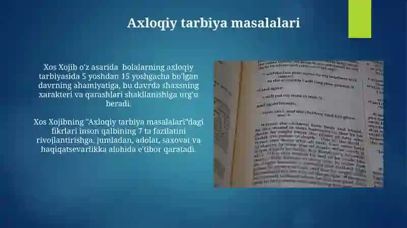 Yusuf Xos Xojibning pedagogik fikrlari 4