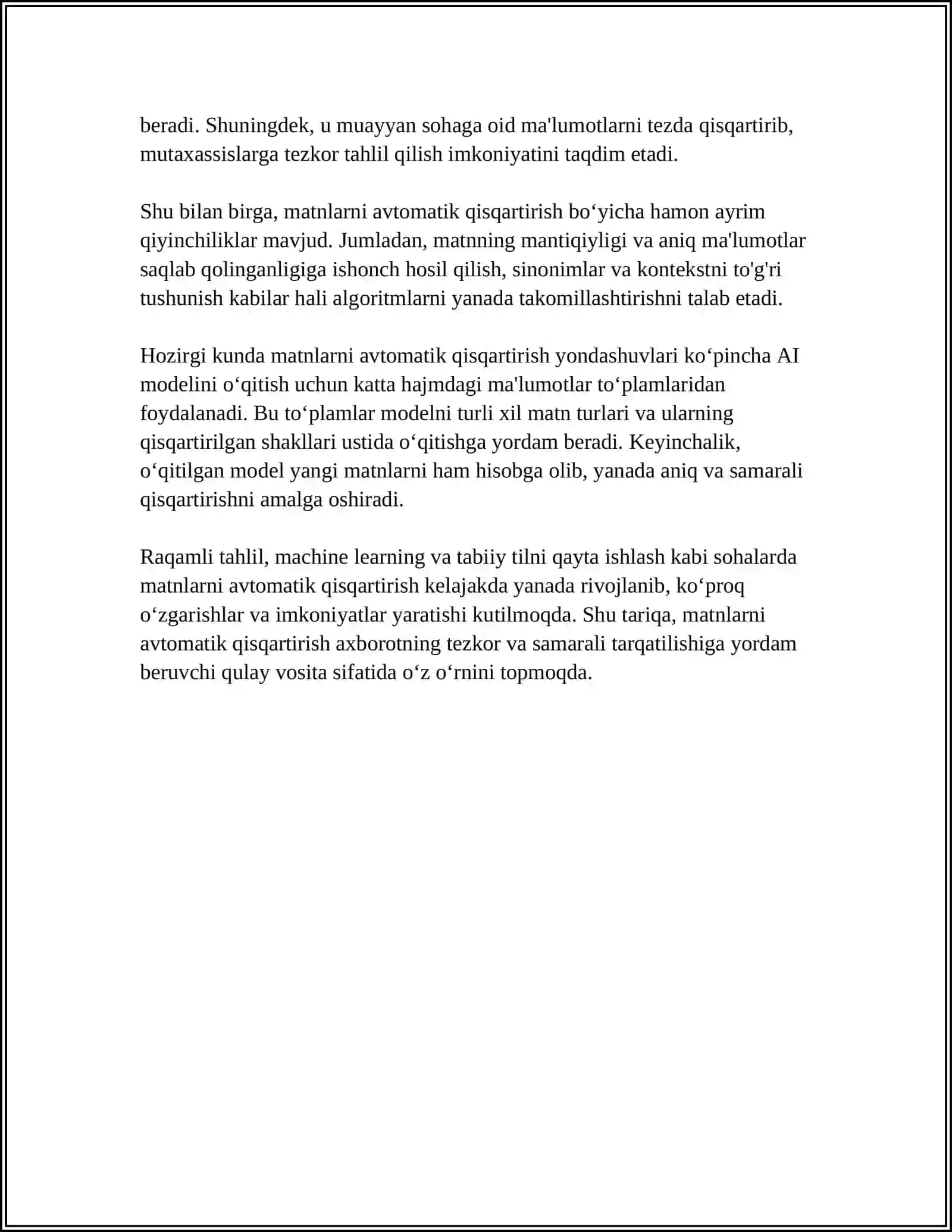MATNLARNI AVTOMATIK QISQARTIRISH 4