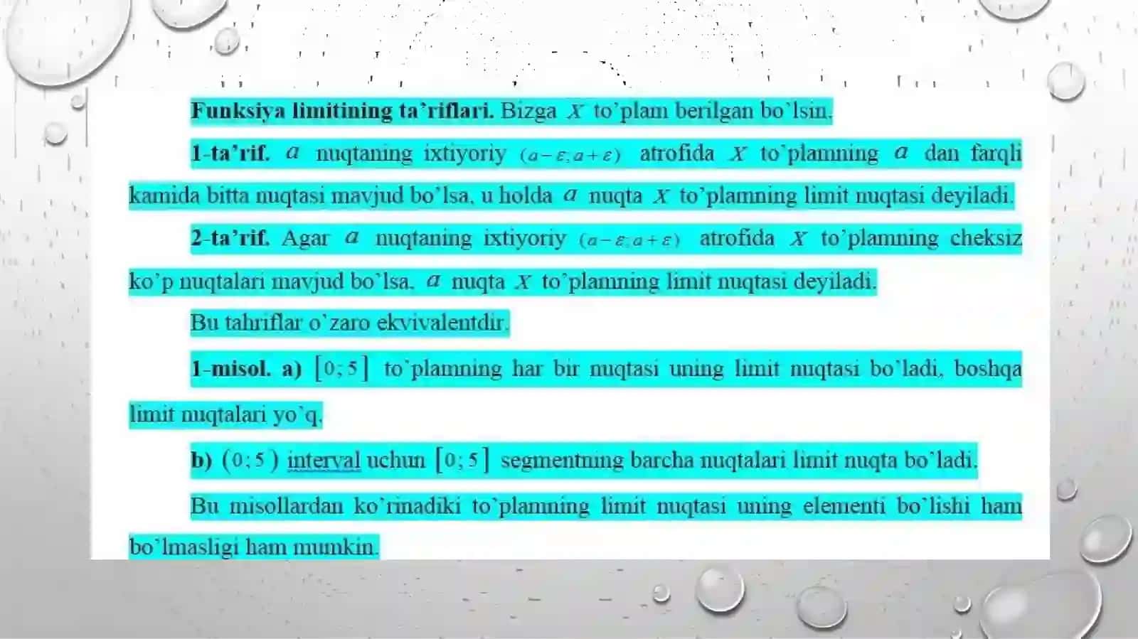 FUNKSIYANING LIMITI VA UNING XOSSALARI 4