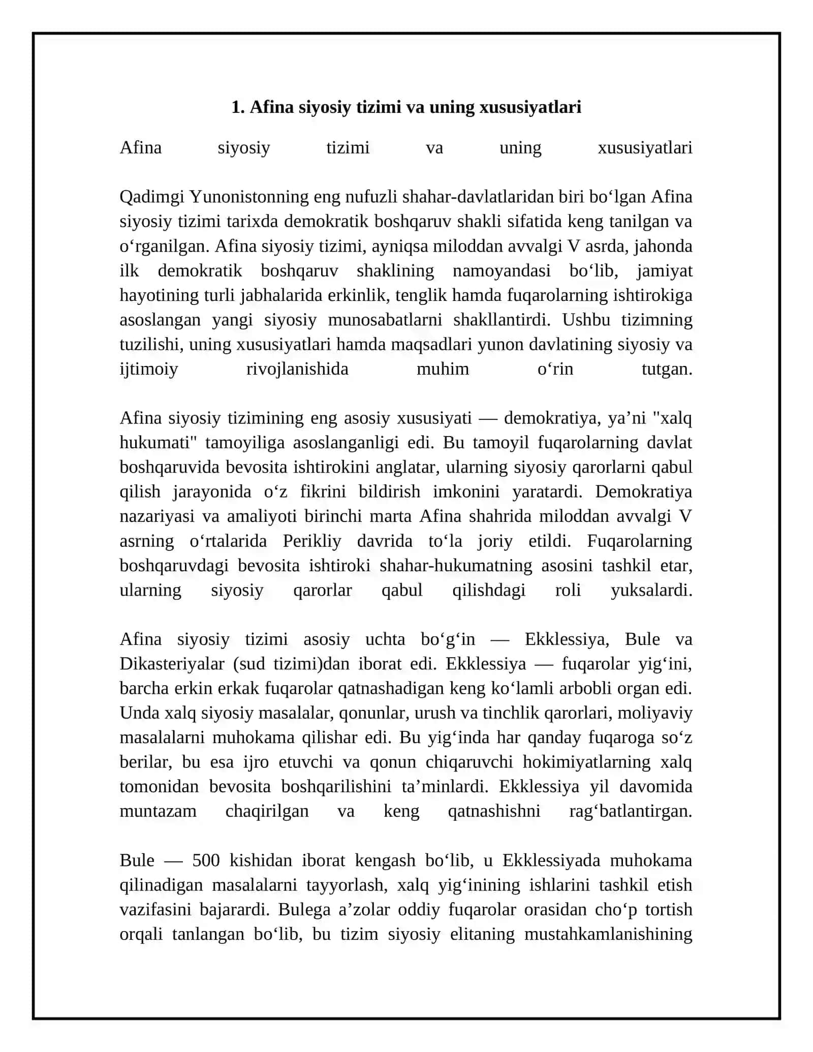Afina Sparta siyosiy va Rim jamiyati va huquqi haqida tahliliy matn tayyorlash 4