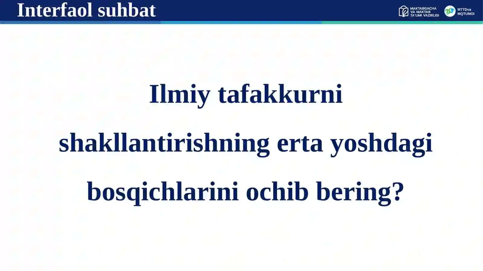 BOLALARGA KASHF QILISH, TAJRIBA O‘TKAZISH VA MUAMMOLARNI IJOBIY HAL QILISHNI O‘YINLAR ORQALI O‘RGATISH: BUNDA, ATROF-MUHITNI KUZATISH, SAVOLLAR BERISH VA SABAB-OQIBATNI TUSHUNISH, TAJRIBALAR O‘TKAZISH, KASHF QILISH 4