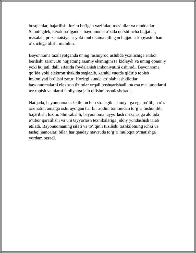 MAJLIS BAYONNOMASI MATNI TAYYORLASH 4
