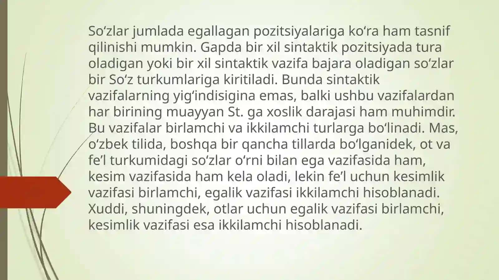 Hozirgi ózbek tilida sóz turkumlari. Mustaqil sózlar 4