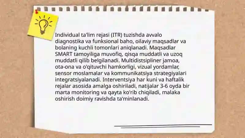 Autistik spektr buzilishlariga ega bolalar uchun inklyuziv strategiyalari 4
