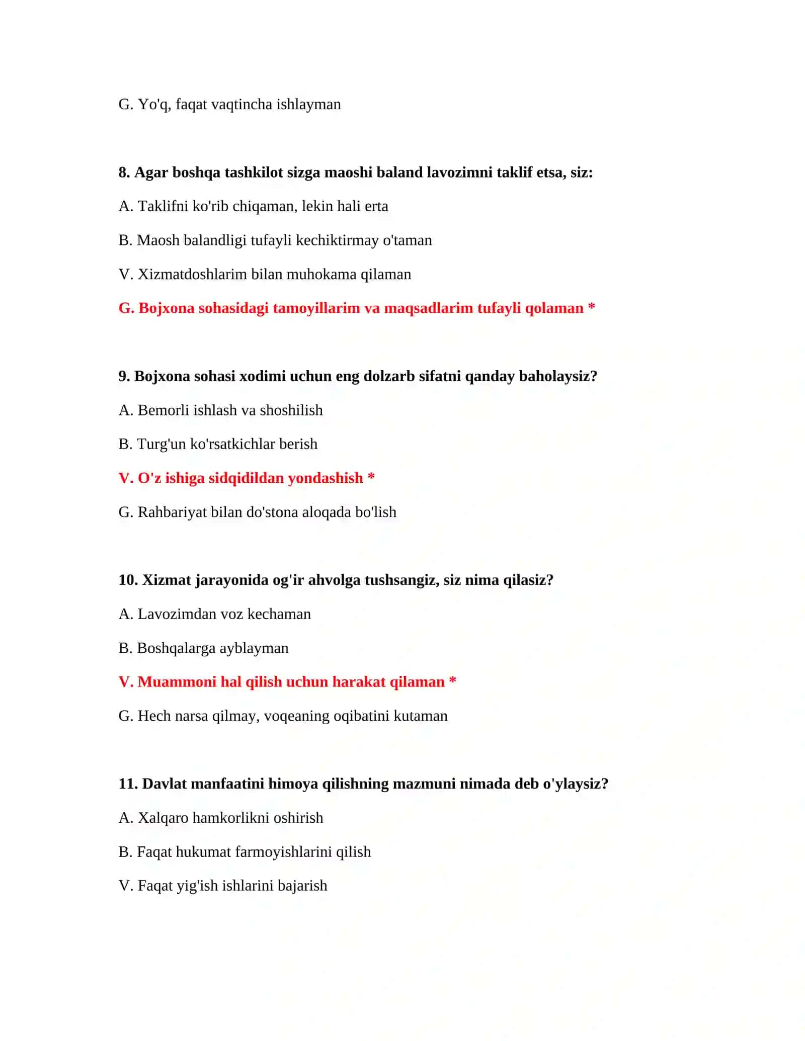 Bojxona ishga kirish test savollari va javoblari — to‘liq testlar bazasi 4