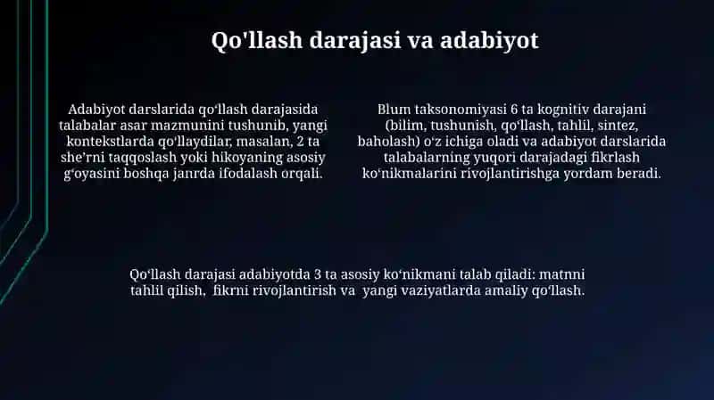 Blum taksonomiyasi va uning adabiyot o‘qitishdagi ahamiyati 4