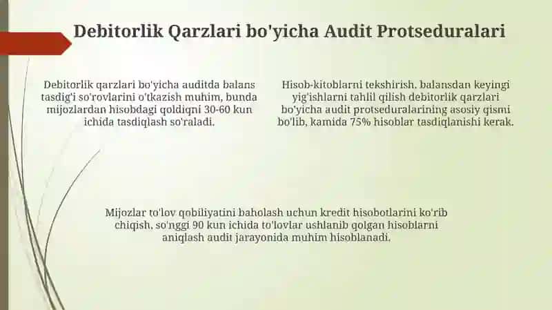 Debitorlar va kreditorlar bilan audit qilish tartibi 4