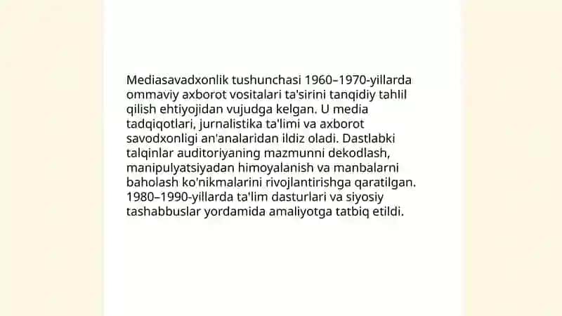 Mediasavadxonlik va axbarot madaniyat faning tarixiy evolutsiyasi 4
