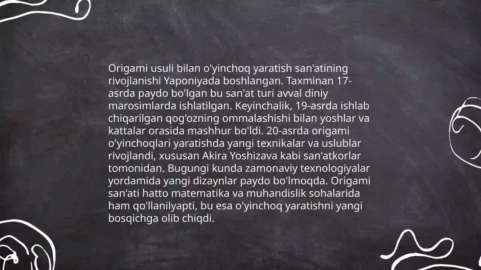 Origami san'atining rivojlanish tarixi.origami usulida oʻyinchoq yasash 4