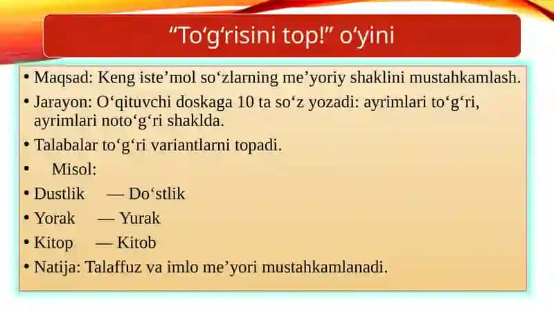 Oʻzbek tilining keng iste'mol soʻzlari me'yoriy Frazeologik me'yor 4