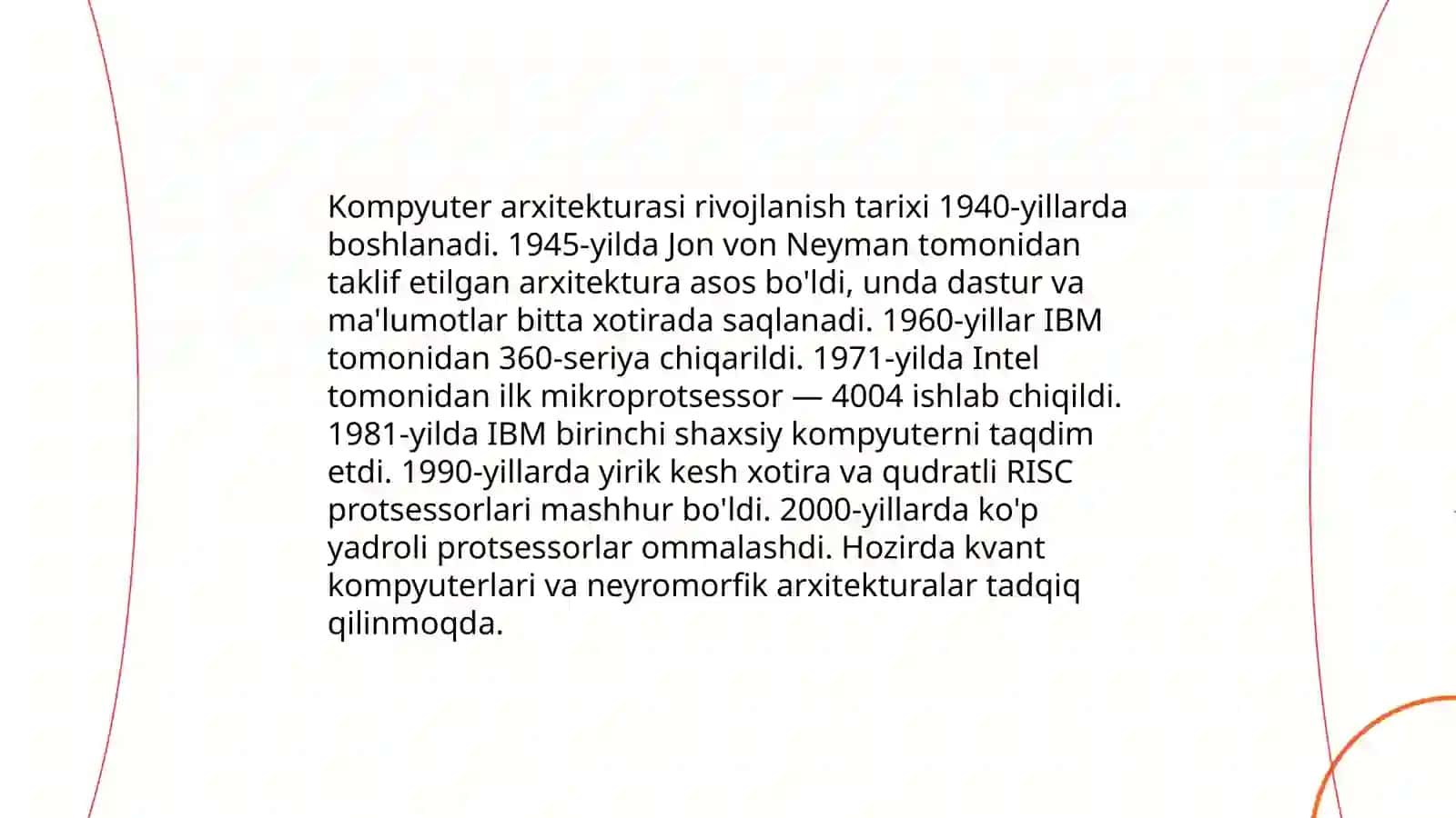 Kompyuter arxitekturasi va uning rivojlanish bosqichlari 4