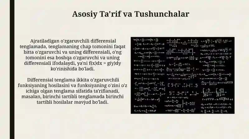 Ajraluvchi O'zgaruvchili Differensial Tenglamalar 4