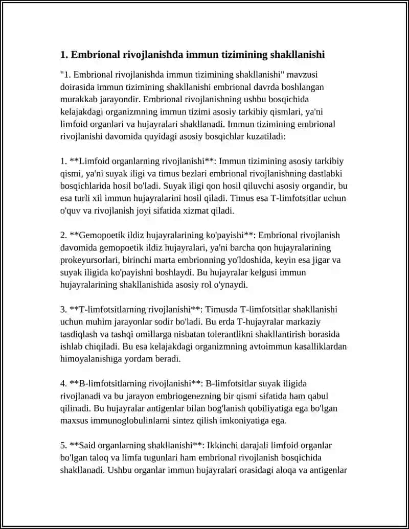 Embrional Rivojlanishda Immun Tizimining Shakllanishi 4
