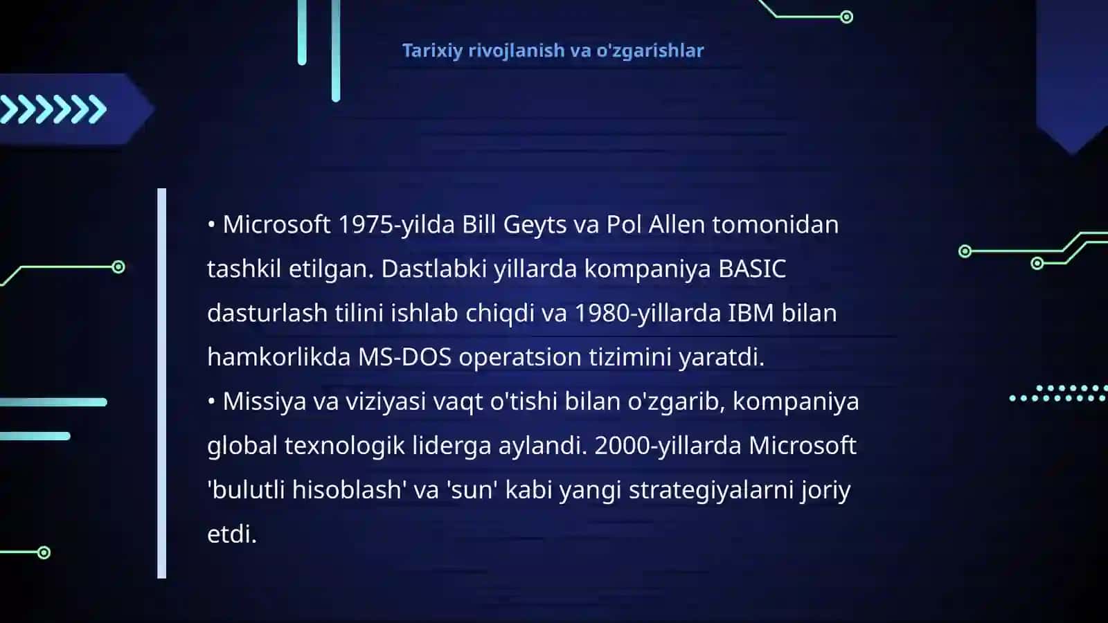 Missiya va viziyani shakllantirish.Microsoft kompaniyasining missiyasi va viziyasi 4