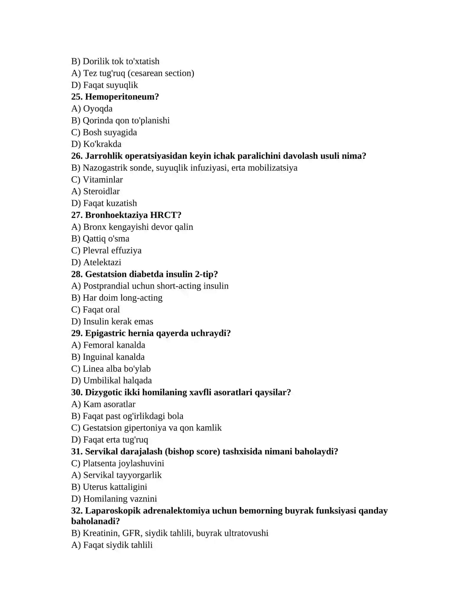 Dermatologiya savollari TAYYORGARLIK TEST TO'PLAMI (Terapiya, Jarrohlik, Akusherlik-ginekologiya) 4