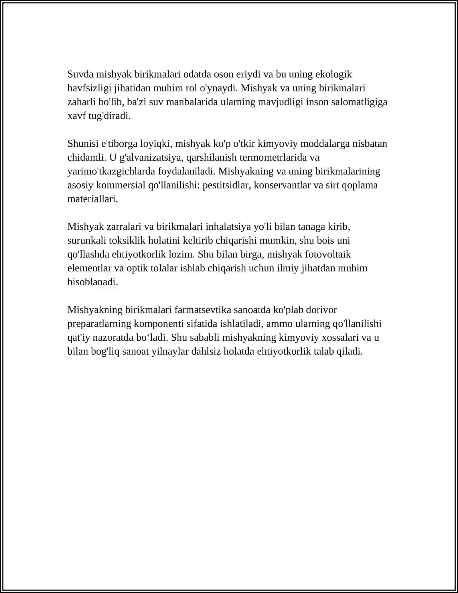 MISHYAK GURUHCHALI ELEMENTLARNING VADARODLI BIRIKMALARI.XOSSALARI 4