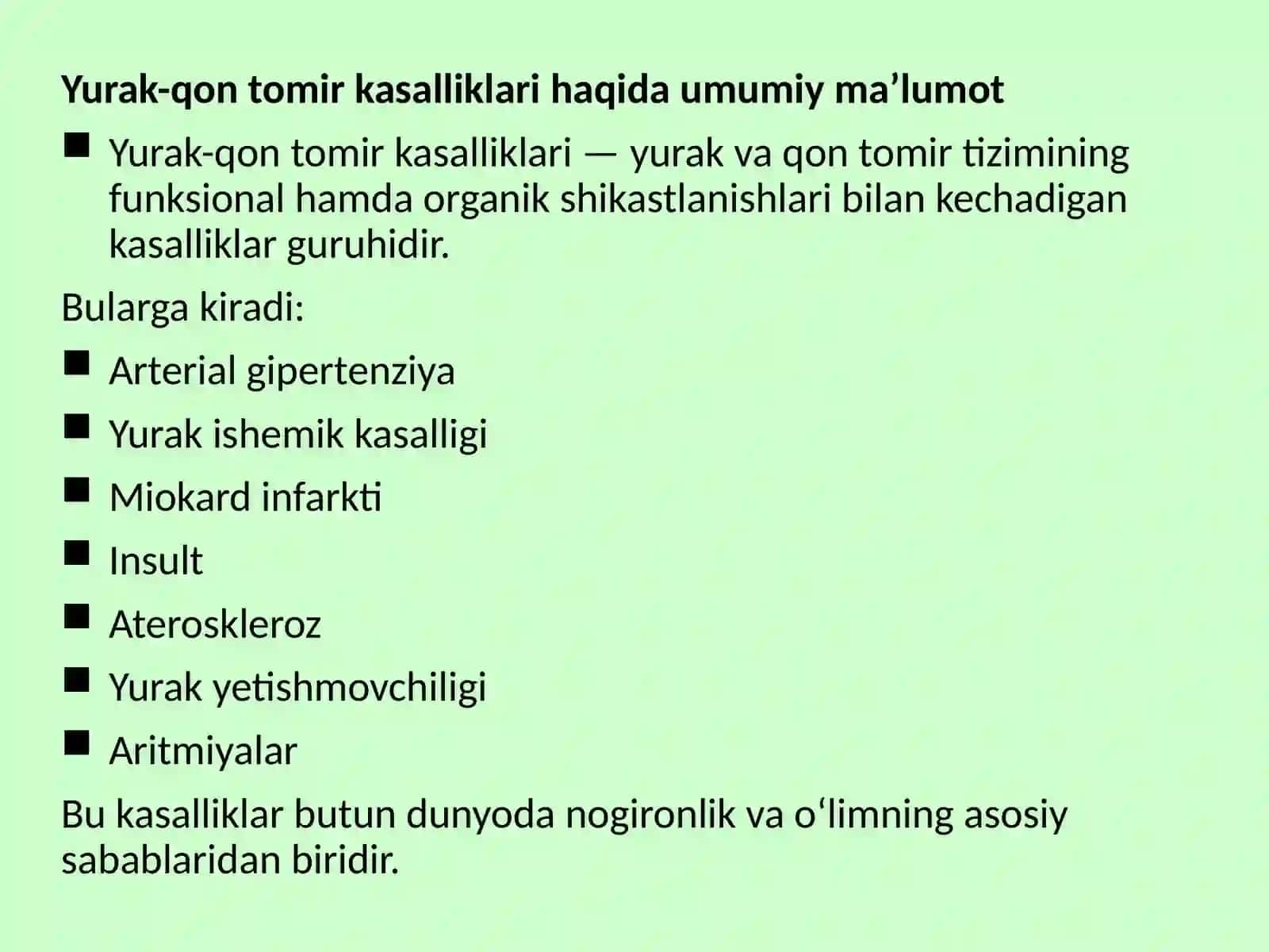 Noinfeksion kasalliklar: yurak qon tomir kasalliklari ijtimoiy muammo sifatida 4