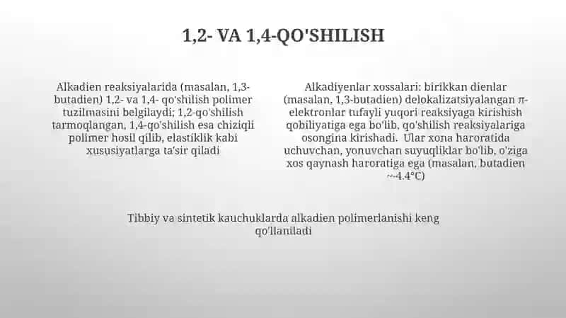 Alkadien Ishlab Chiqarish va Reaktivligi 4