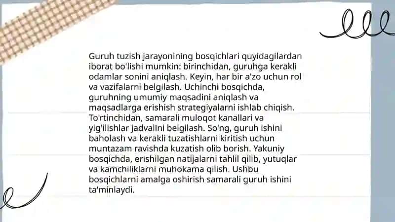 Guruh tuzishning detirmentlari 4