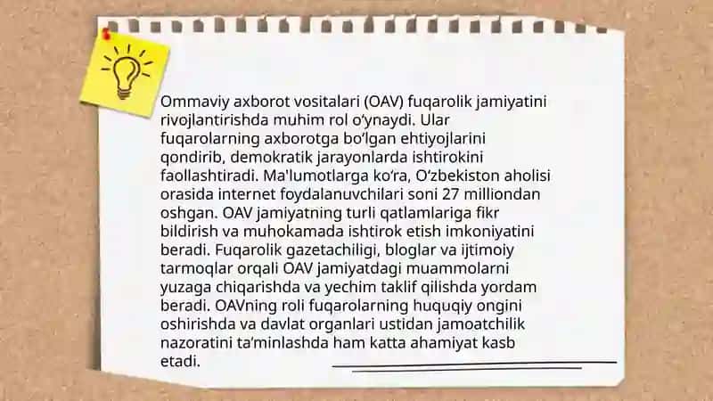 Yangi Õzbekistonda fuqarolarning faollashuvida media va axborotning ahamiyati 4