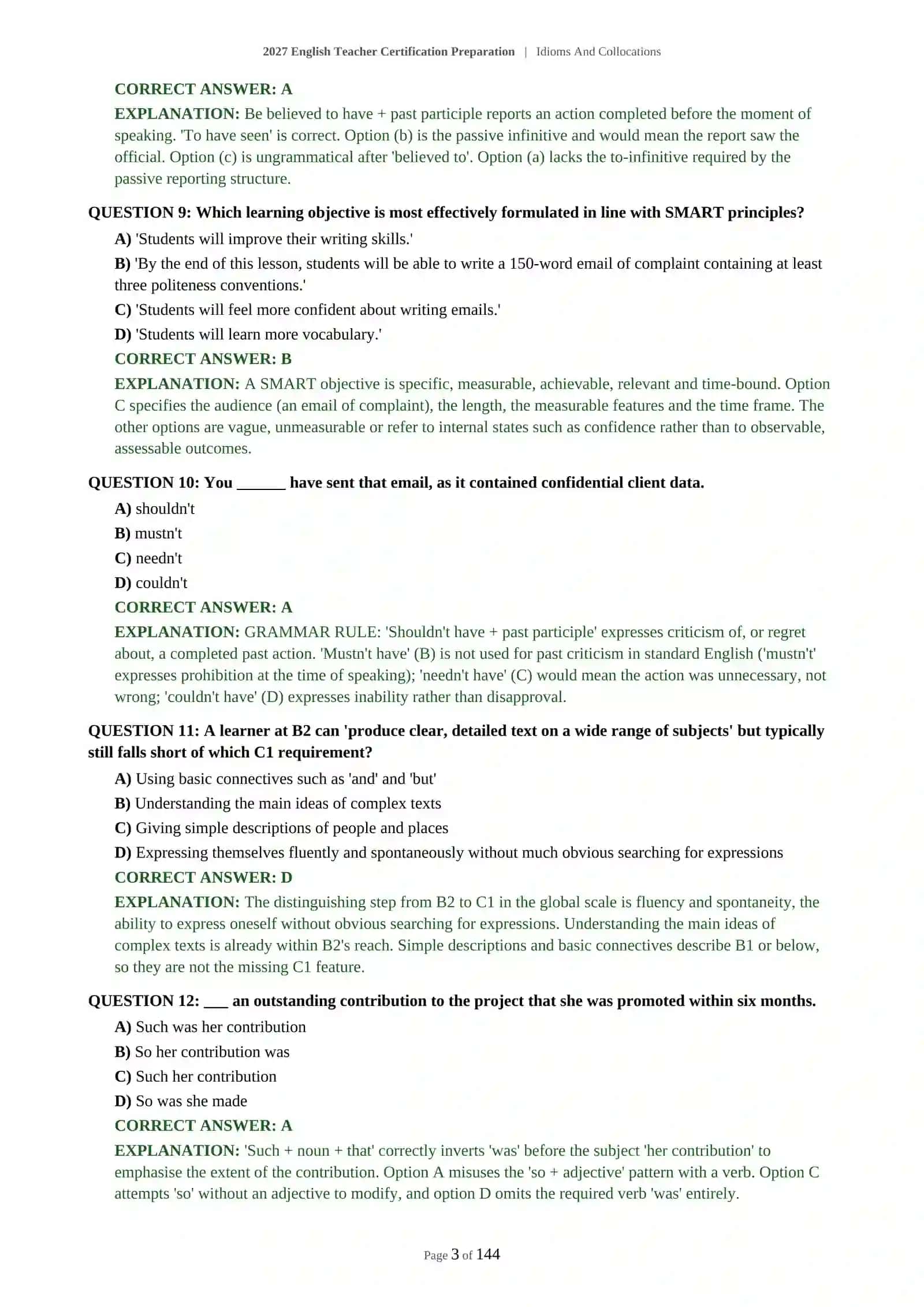 2027 English Teacher Certification Preparation | Idioms And Collocations 4