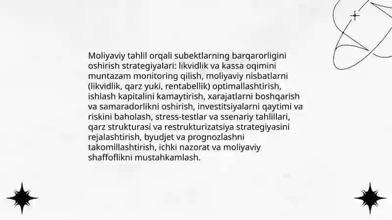 Iqtisodiy tahlilning xojalik yurituvchi subektlarning iqtisodiy salohiyatini baholashdagi ahamiyati 4