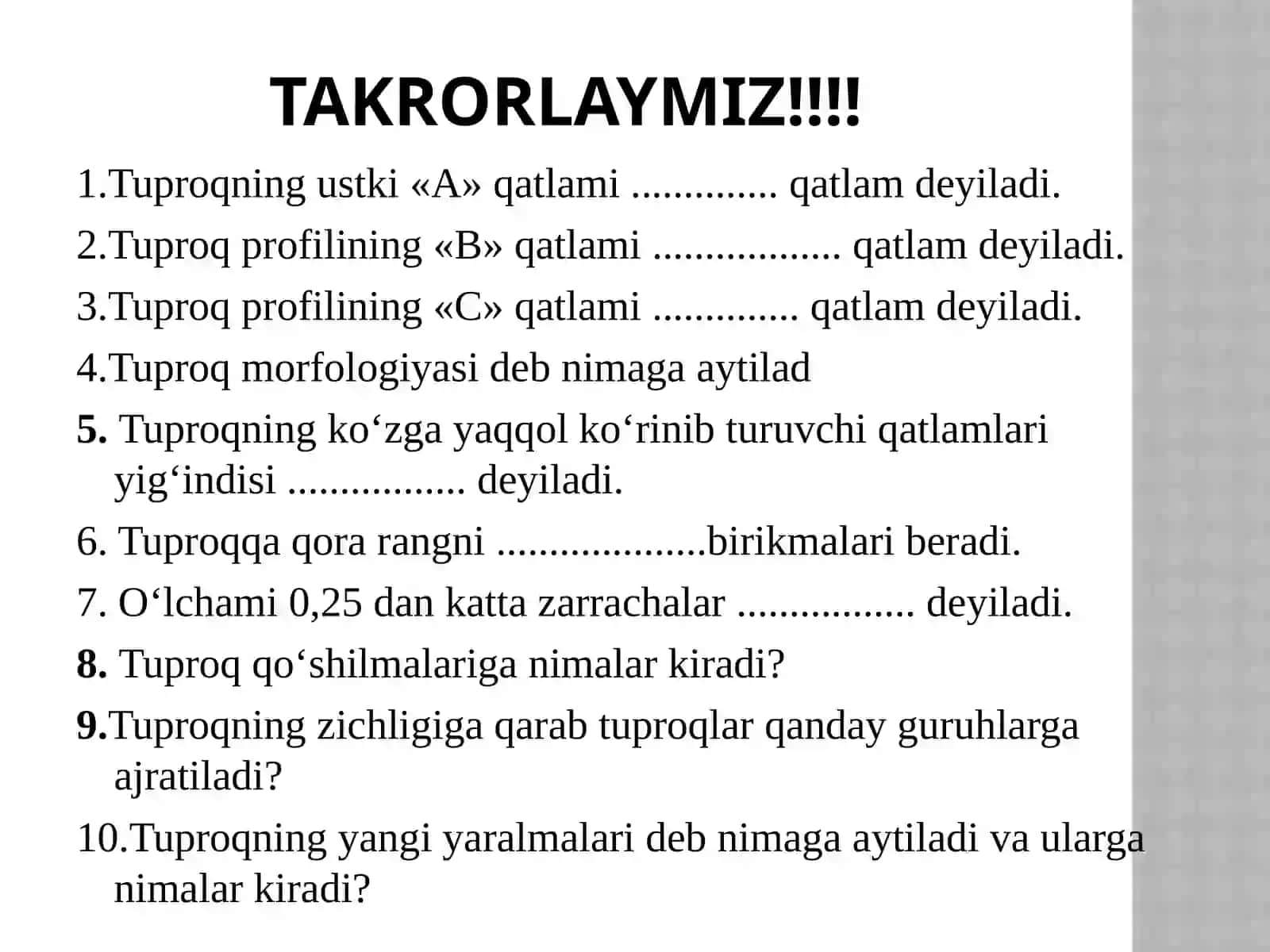 Qarshi - 2025: TUPROQNING FIZIK va kimyoviy XOSSАLАRI 4