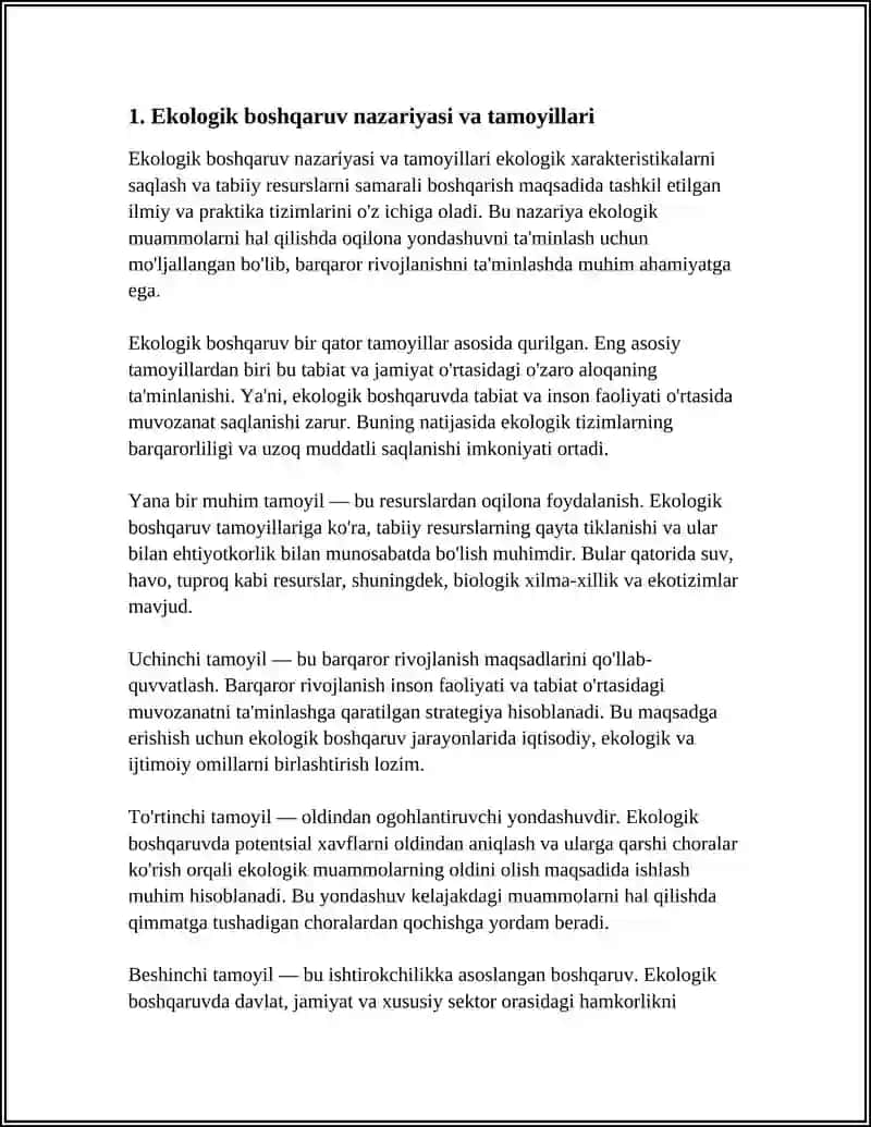Ekologik Boshqaruv va Barqaror Rivojlanish 4