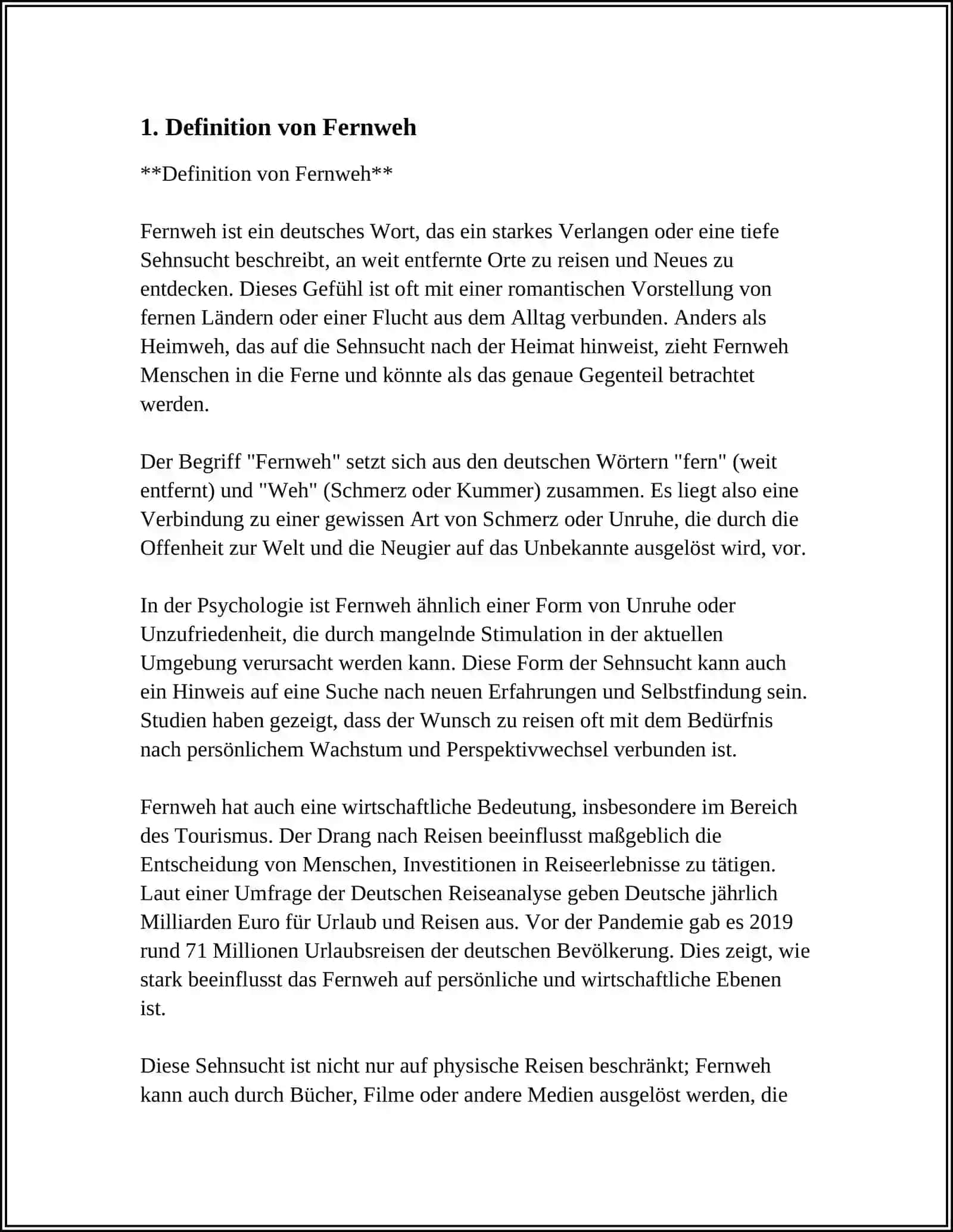 WAS VERSTEHT MAN UNTER DEM WORT,,FERNWEH"? 4