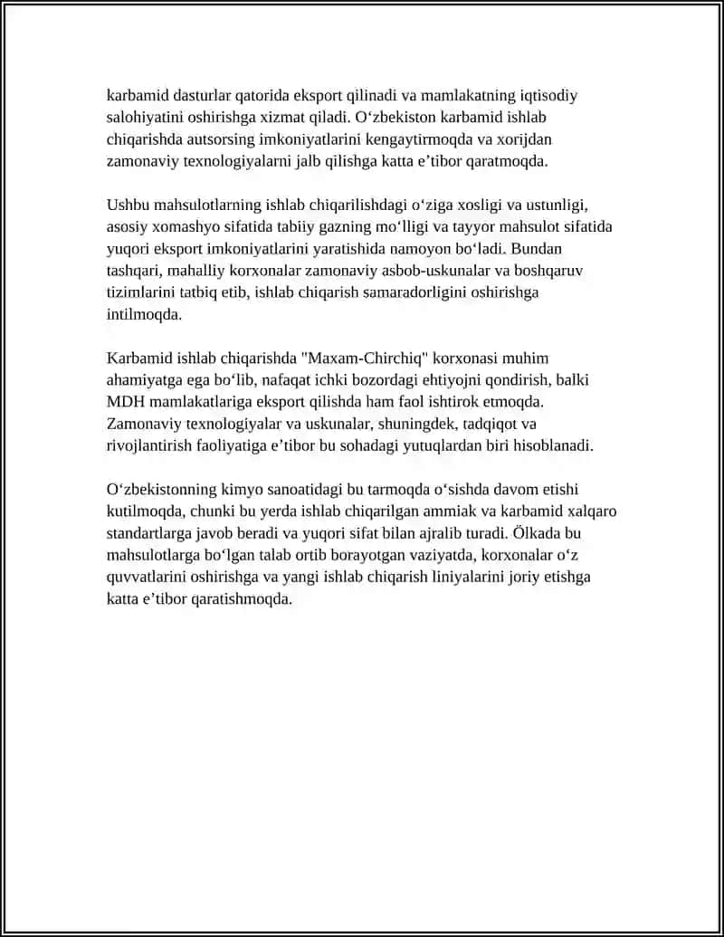 OʻZBEKISTONDA ISHLAB CHIQARILADIGAN ASOSIY KIMYOVIY MAHSULOTLAR 4