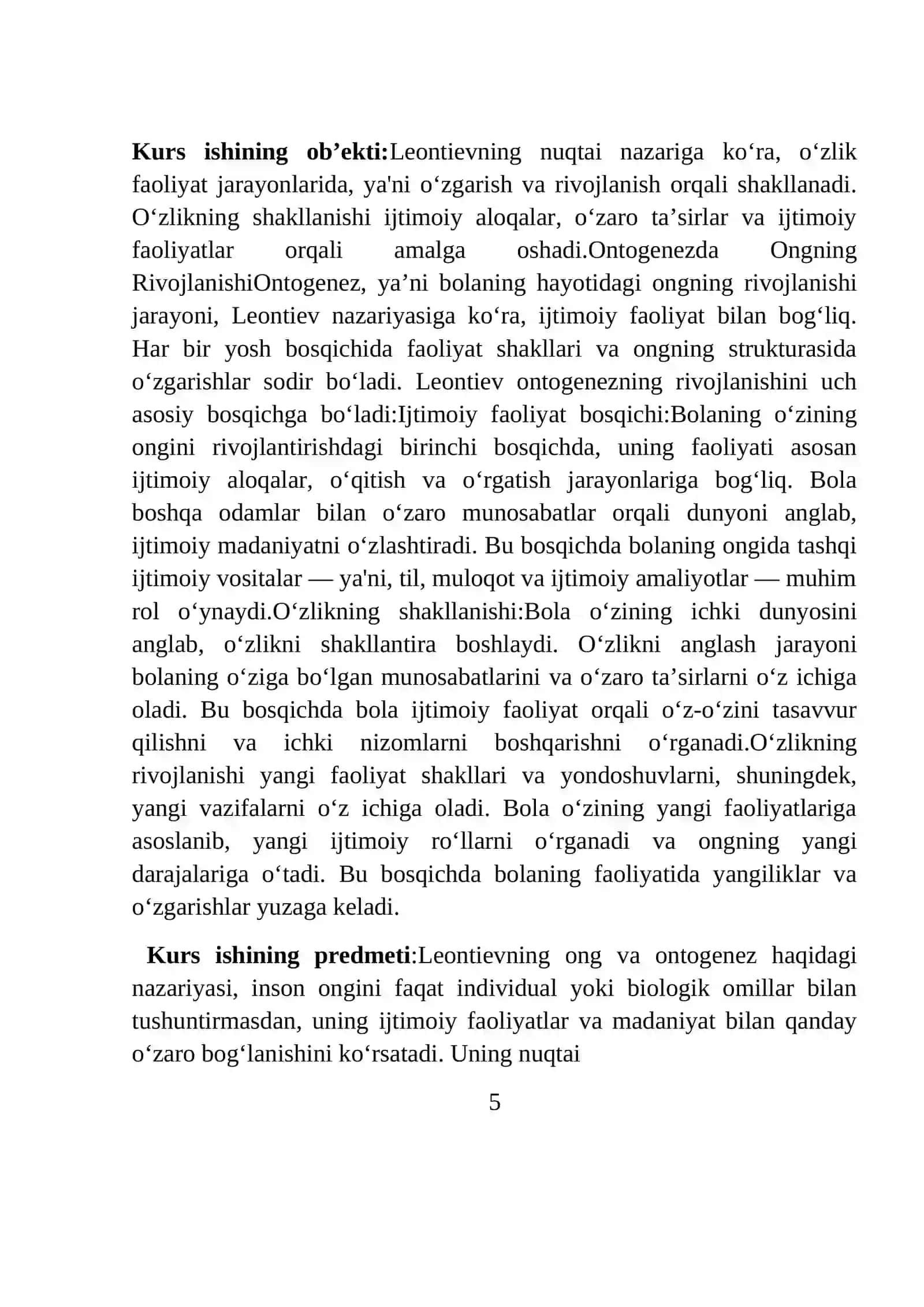 Ongning asosiy tarkibiy qisimlari va uning ontogenezda rivojlanishi 4
