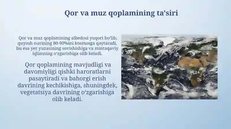 Materiklar iqlimiga ta'sir kórsatuvchi omillar 4
