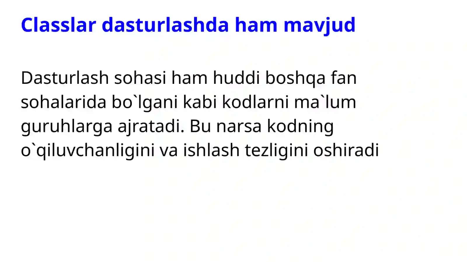 Classlar(Sinflar) 4