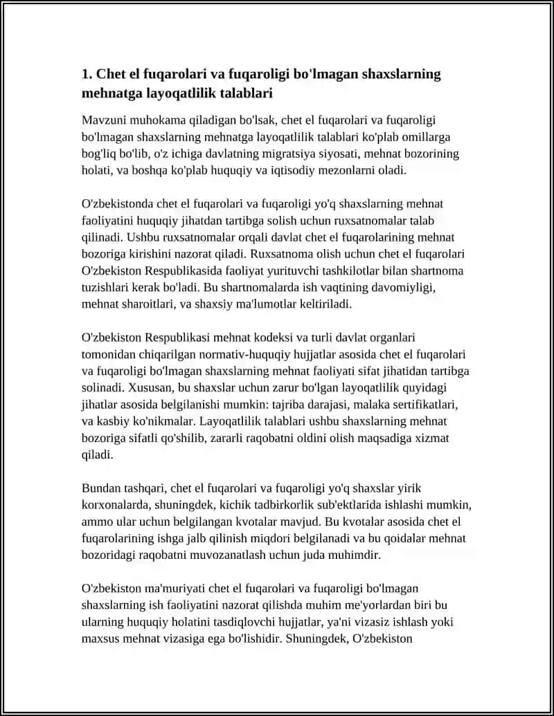 CHET EL FUQAROLARI VA FUQAROLIGI BO'LMAGAN SHAXSLAR MEHNATINI HUQUQIY JIHATDAN TARTIBGA SOLISH 4