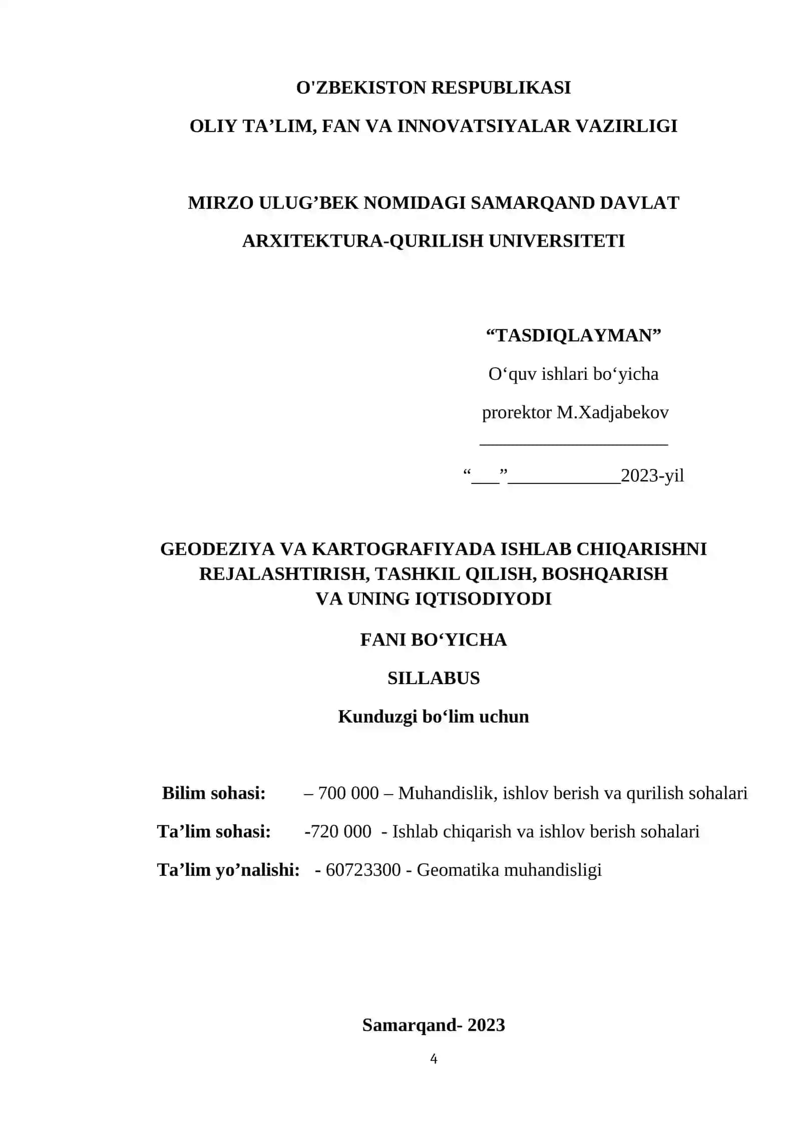 GEODEZIYA VA KARTOGRAFIYADA ISHLAB CHIQARISHNI REJALASHTIRISH, TASHKIL ETISH VA UNING IQTISODIYOTI 4